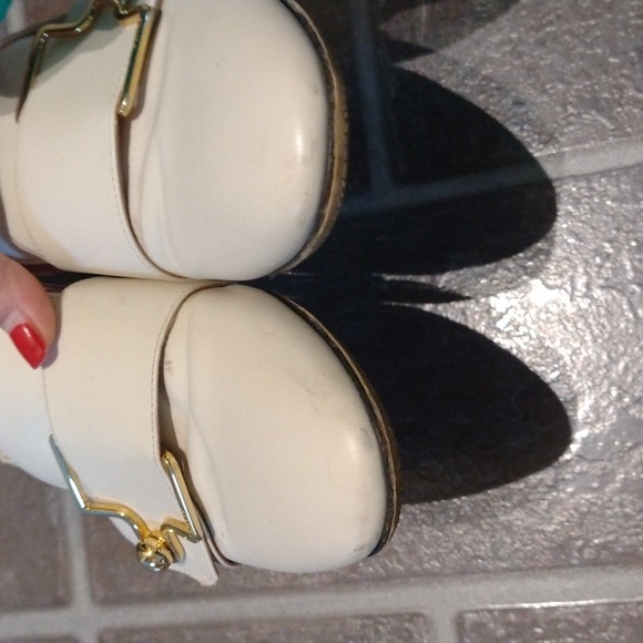 Bally white cream gold buckle hardware loafer size 36.5 - Picture 8 of 11